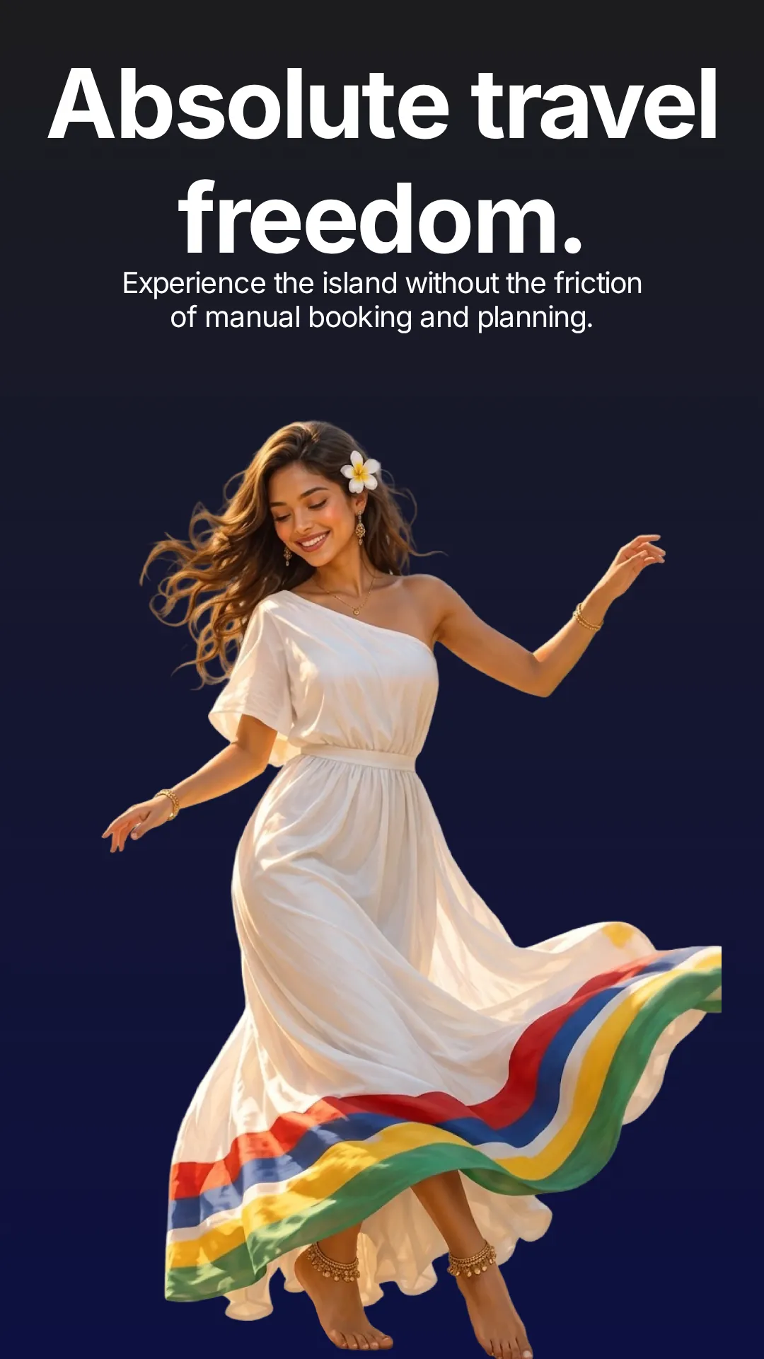 Dancer in a dress in the colours of Mauritius